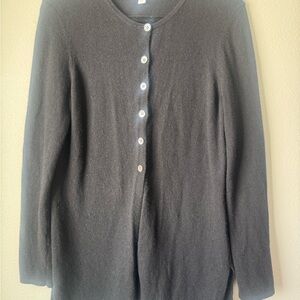 Charter Club 100% Cashmere Classic Black Botton Down Sweater